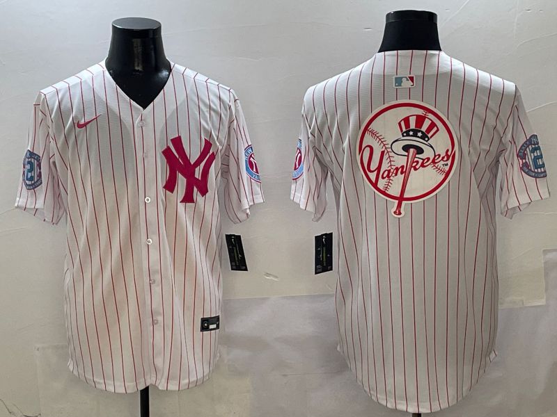 Men New York Yankees Blank White Stripe Jointly Name Nike 2025 MLB Jersey style 26->philadelphia phillies->MLB Jersey